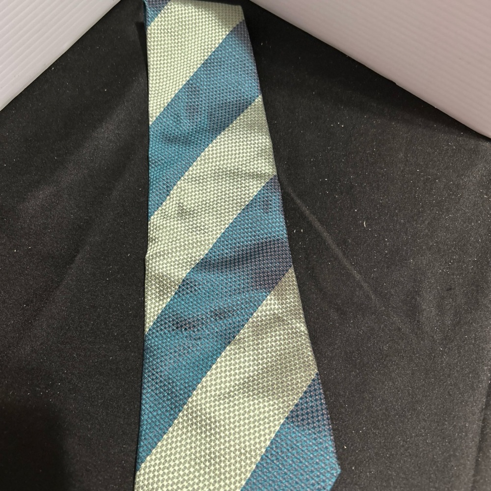 Men's Striped Tie in Mint Green and Teal